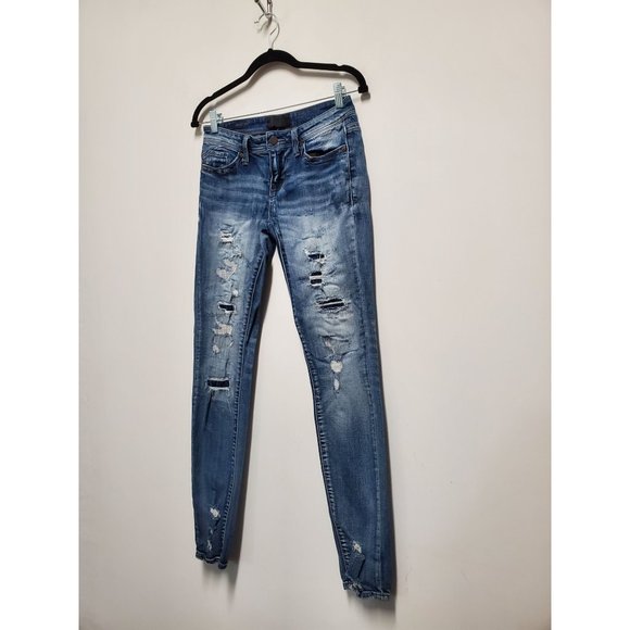 Buckle Black Skinny Jeans Fit 53 Size 24x 32 Distressed Rips - Picture 2 of 6